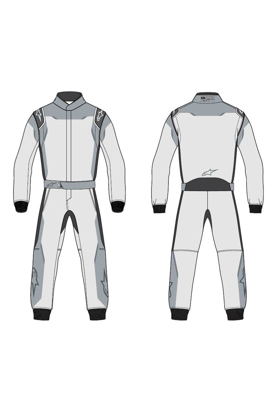 Alpinestars TechVision Custom Driving Suit SFI 3.2/5 front and back view illustration