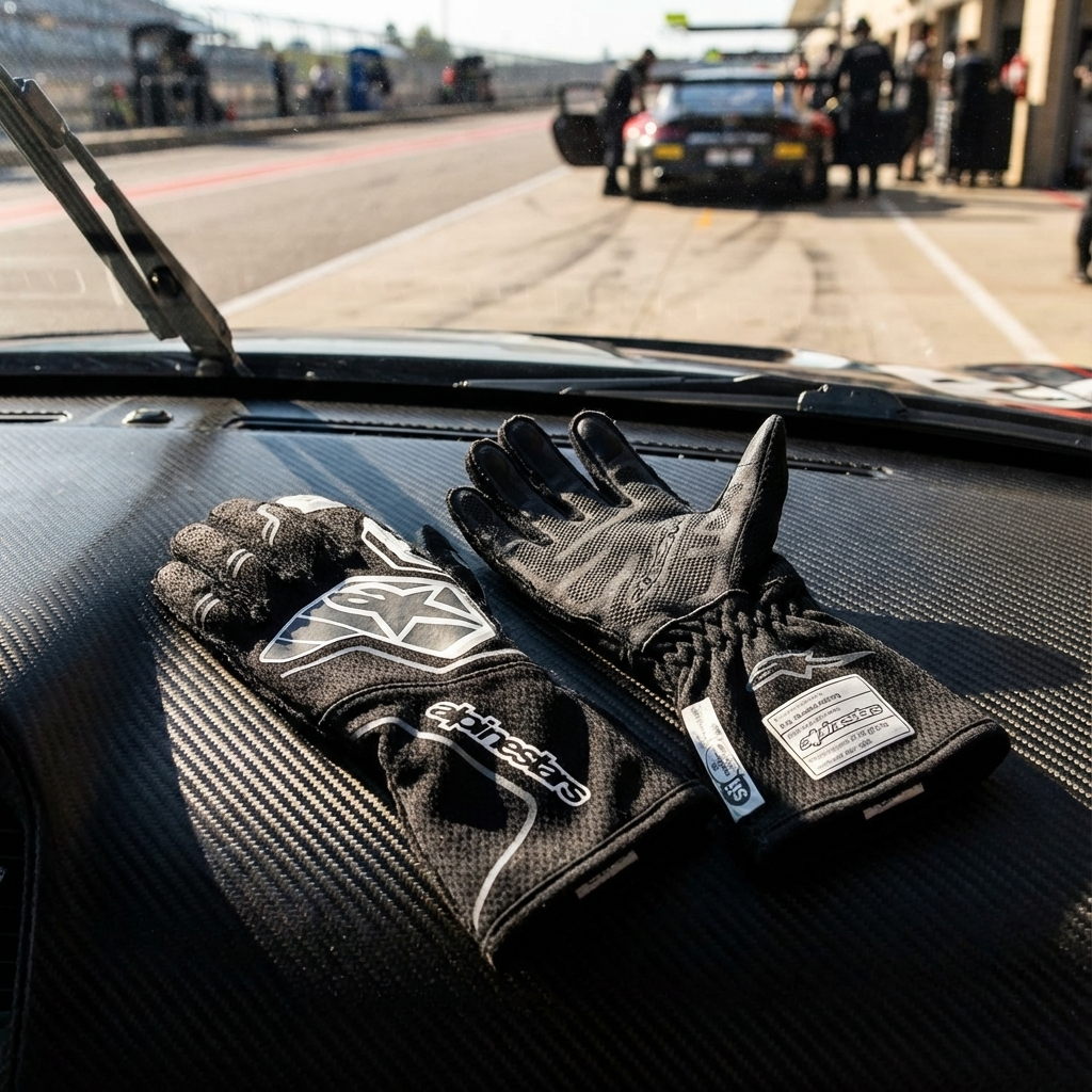 Alpinestars Tech-1 ZX V4 race driving gloves with 3D silicone grip and flame-resistant honeycomb fabric