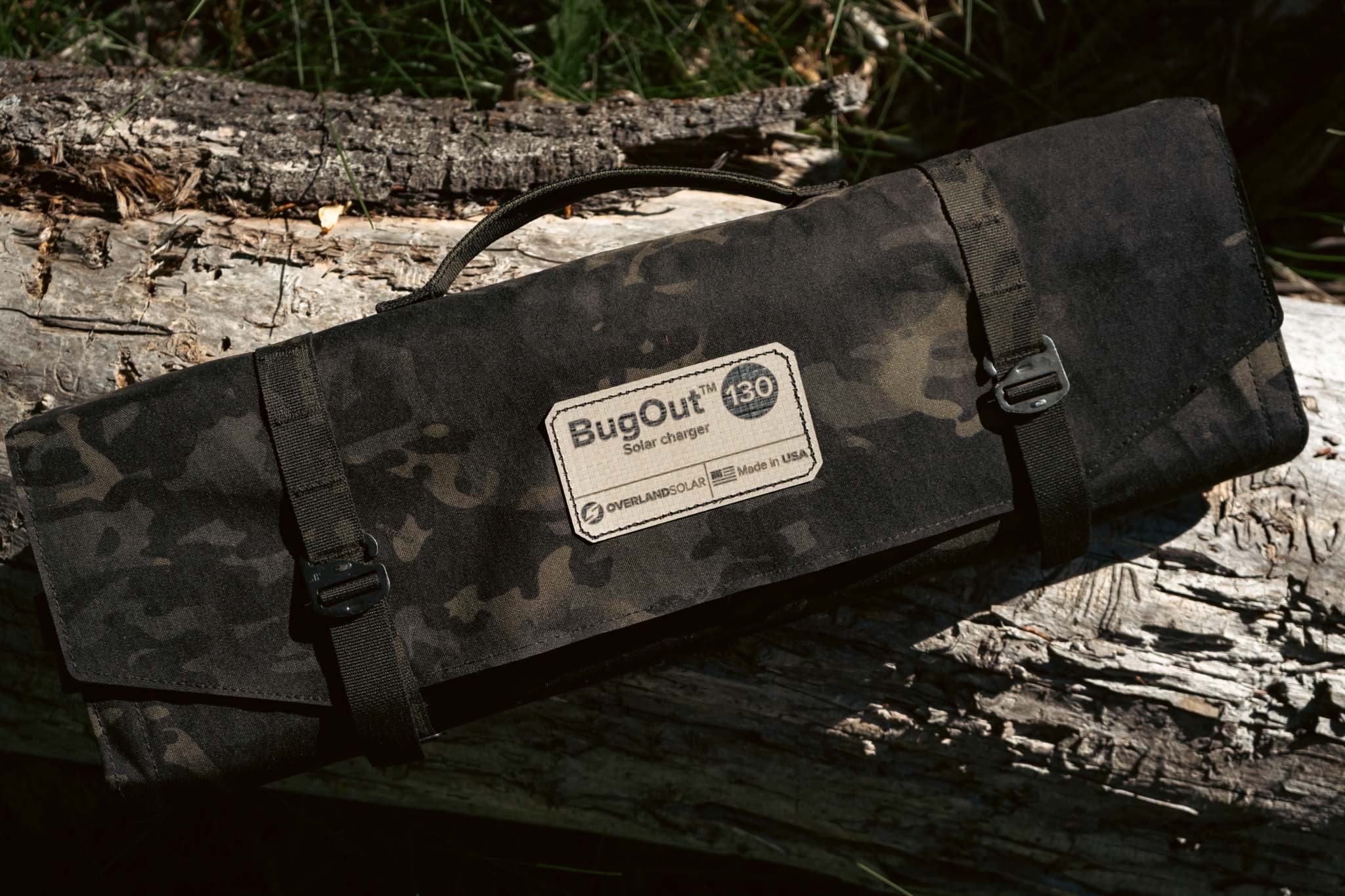 Bugout 130 Military Edition compact portable solar charger with camouflage design