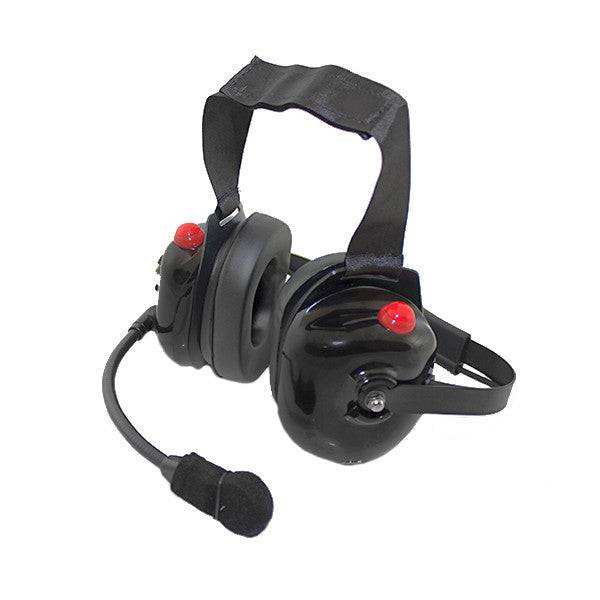 Crew Chief headset with dual radio audio and push-to-talk buttons