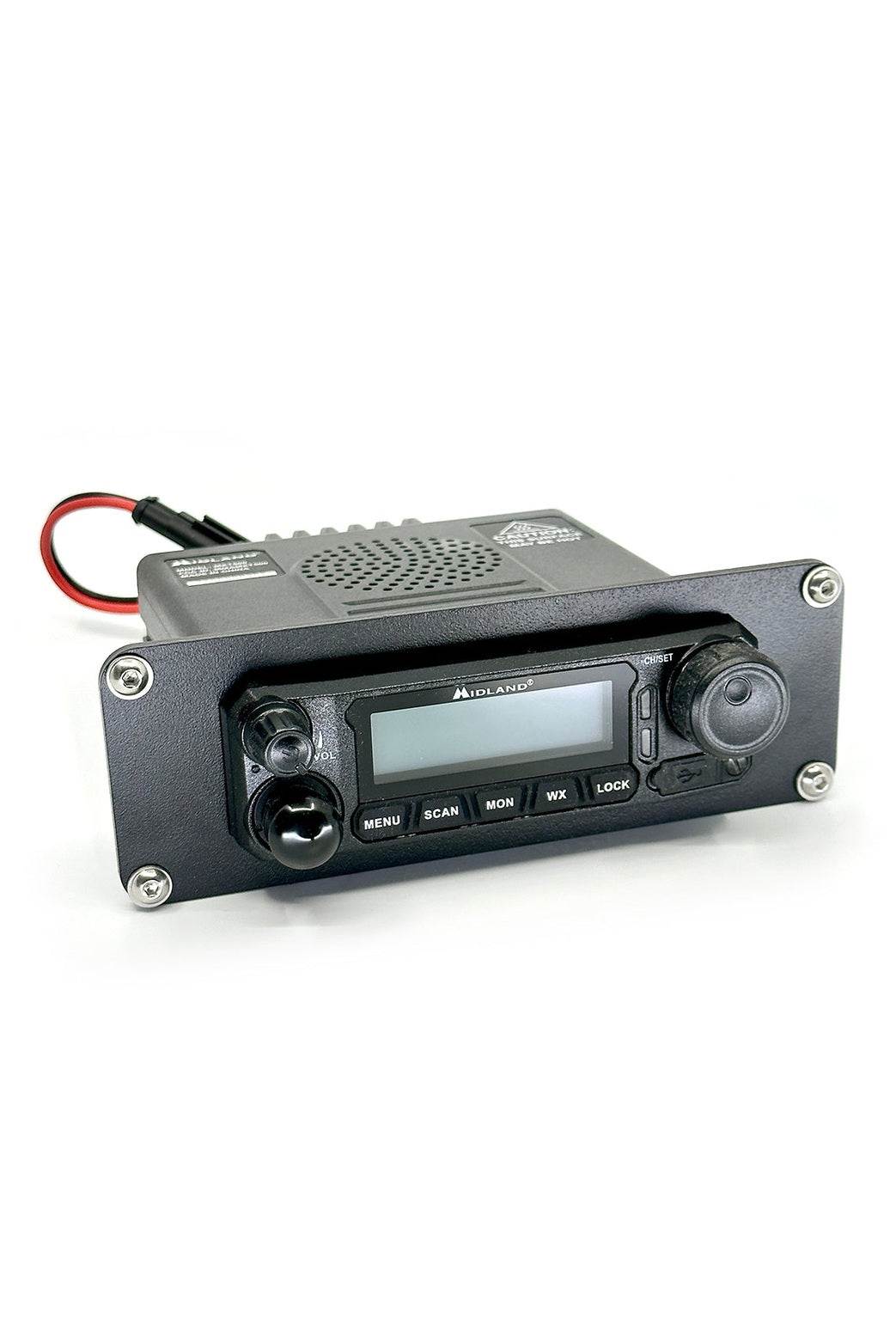 Midland Beauty Ring Radio Mount for MXT500 mobile radio, securely installing on flat dash with seamless design.