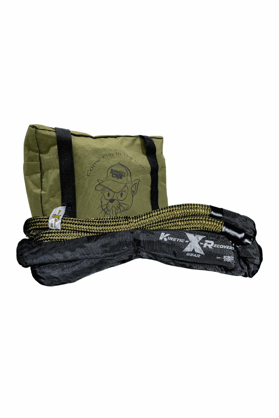 10' Static Bridle with bag, heavy-duty UHMWPE, abrasion-resistant sleeve, recovery tool.