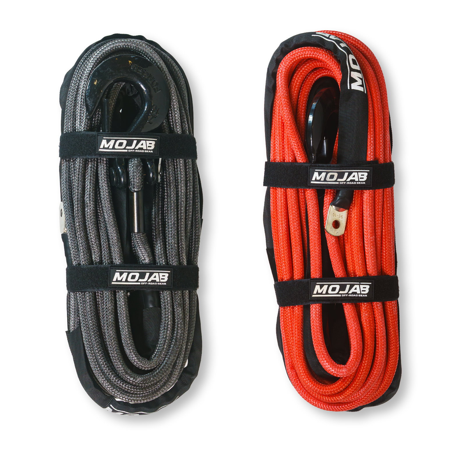 Double braided 1/2 inch x 78 ft UHMWPE winch rope with forged hook and black protection sleeve for off-road use