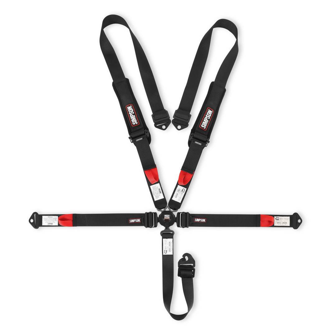 Simpson CAMFX 5-point black racing harness with rotary camlock and pull down adjusters
