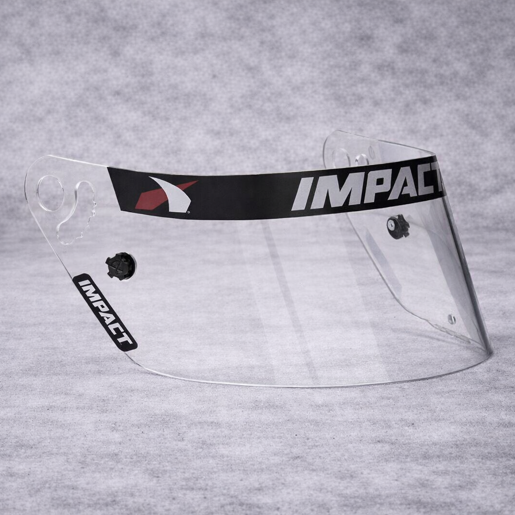 Clearance Impact Shield with slight edge scratches for Impact Air Draft, 1320, and Evo helmets, made of UV-stabilized polycarbonate