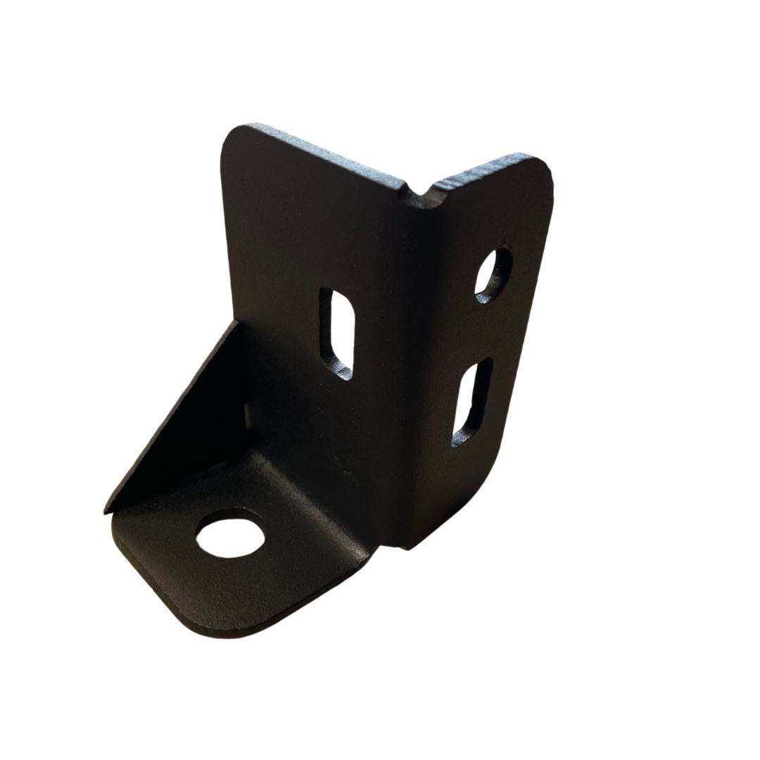 Polaris Ranger whip antenna bracket made of powder-coated steel, direct fit for roll bar mounting.