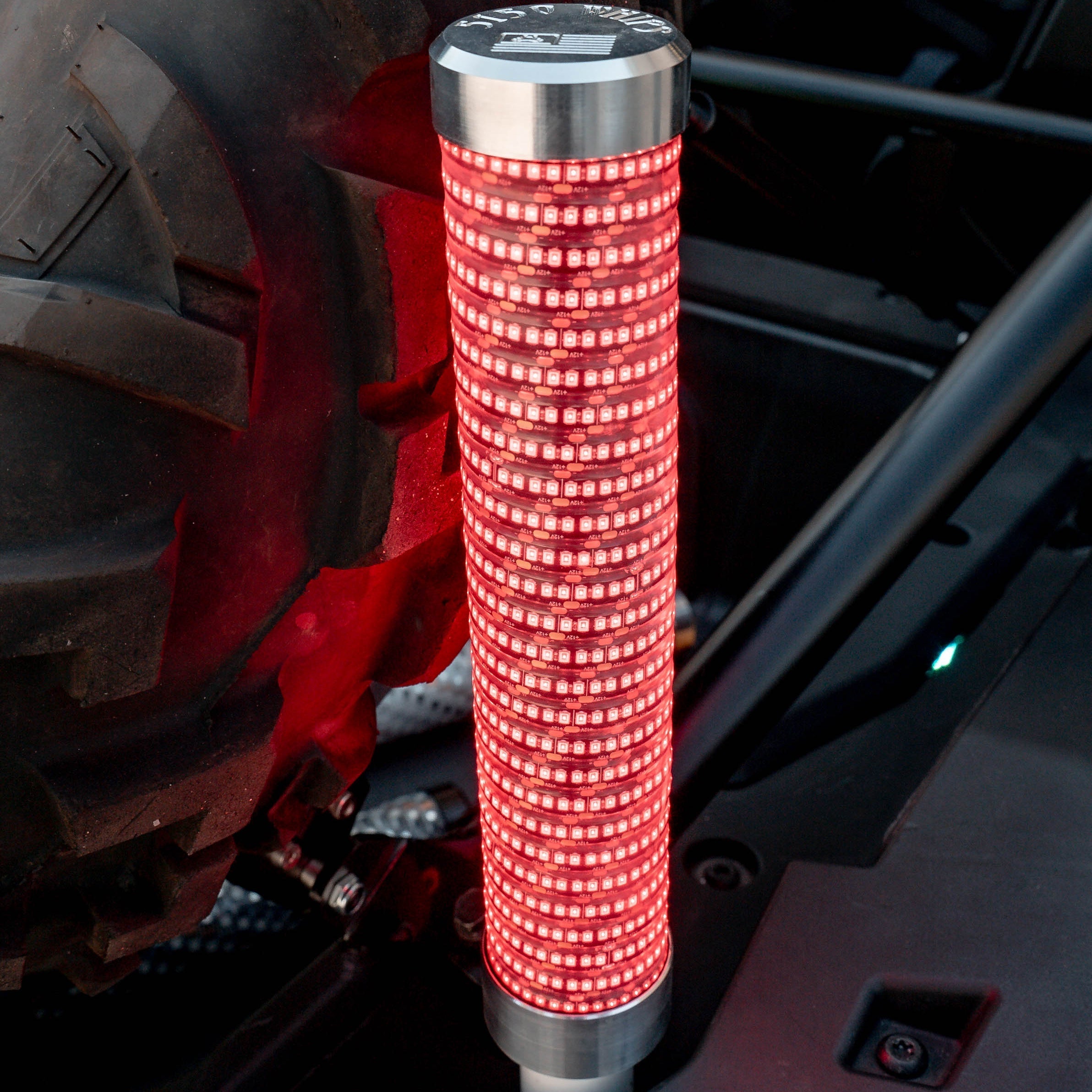 Hyper Color NiteStik LED Fat Whip with billet aluminum caps and magnetic base for off-road lighting