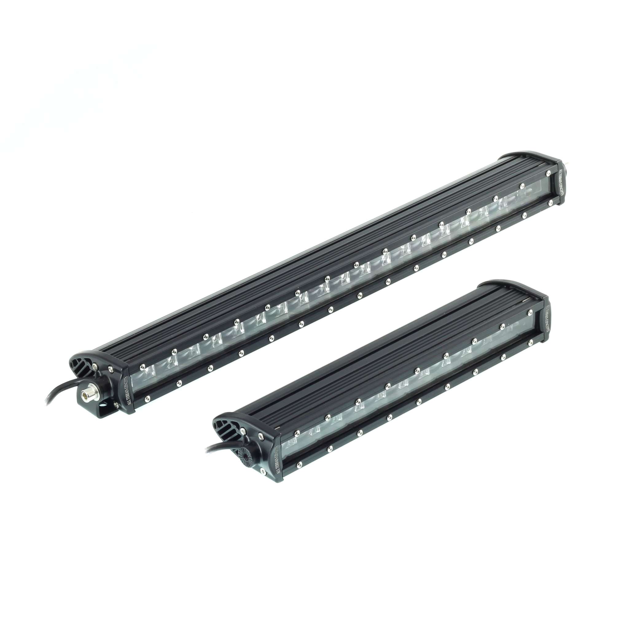Dual Slim Series off-road waterproof light bars with polycarbonate lens and 3-watt Philips LEDs for trucks and jeeps