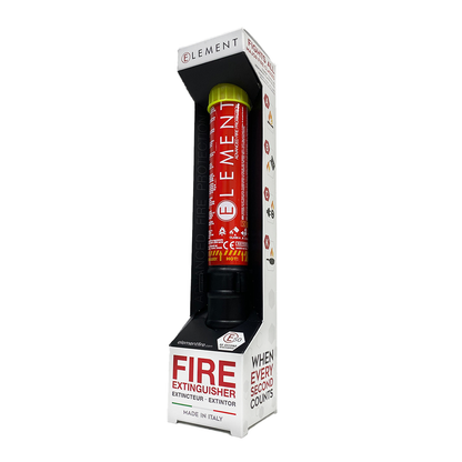 Element E50 compact fire extinguisher with 50-second discharge for professional use, eco-friendly and maintenance-free