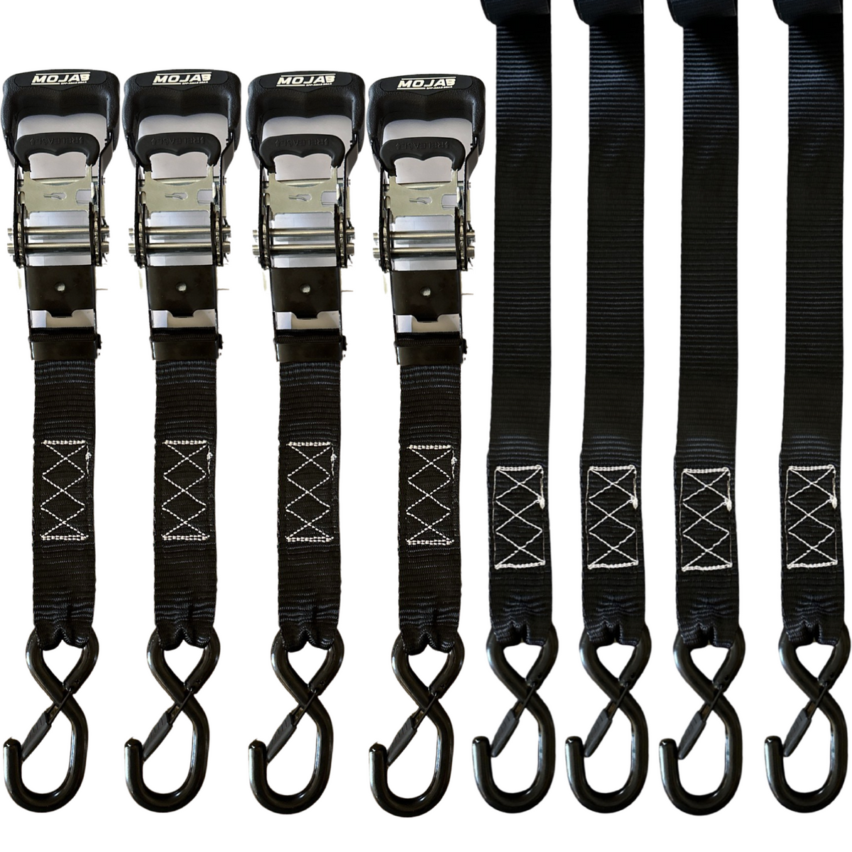 1.6" x 15' Ratchet Tie-Down Set (Pack of 4) , Closed Hook (Lifetime Warranty)
