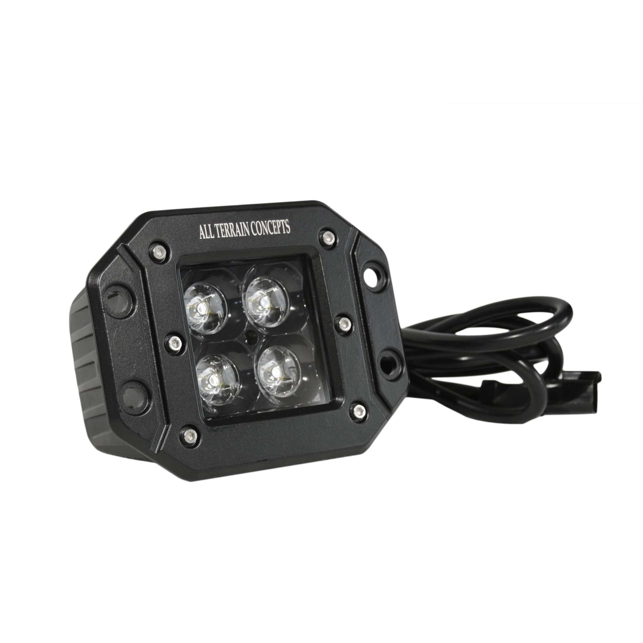 EE Series Flush Pods black LED flush mount light for trucks with waterproof housing and wired connector