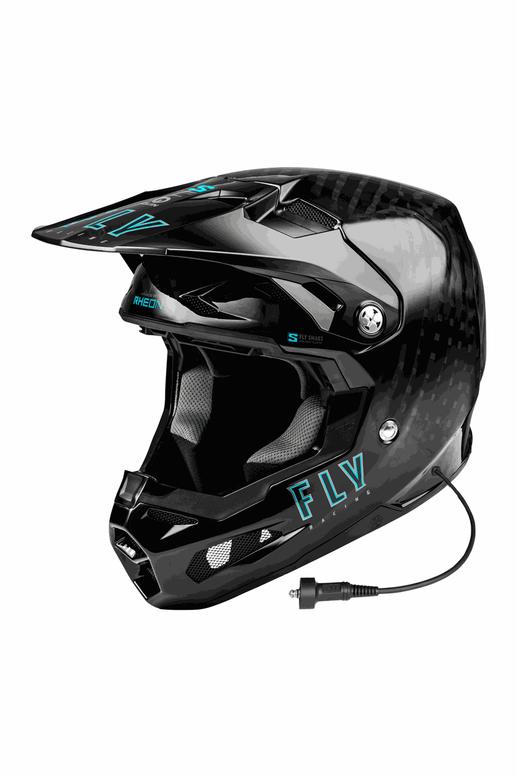 Fly Formula S Carbon Helmet with 12K carbon shell, Adaptive Impact System, and PCI M2 wired mic for advanced rider protection and smart crash detection.