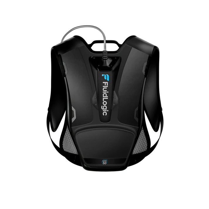 FluidLogic GPR50 hydration pack with in-helmet delivery and remote control for cyclists