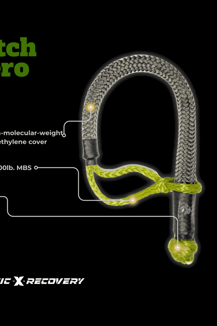 Hitch Hero Soft Shackle with ultra-light polyethylene cover, 34 inches long, rated for aggressive towing.