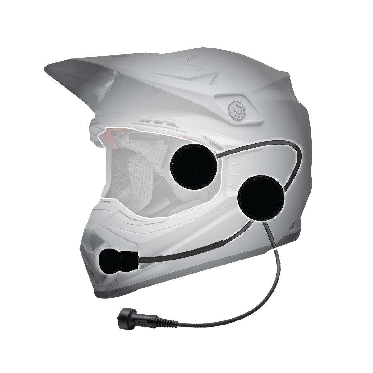 Motorcycle helmet wiring kit with M2 speakers and flexible microphone for clear communication