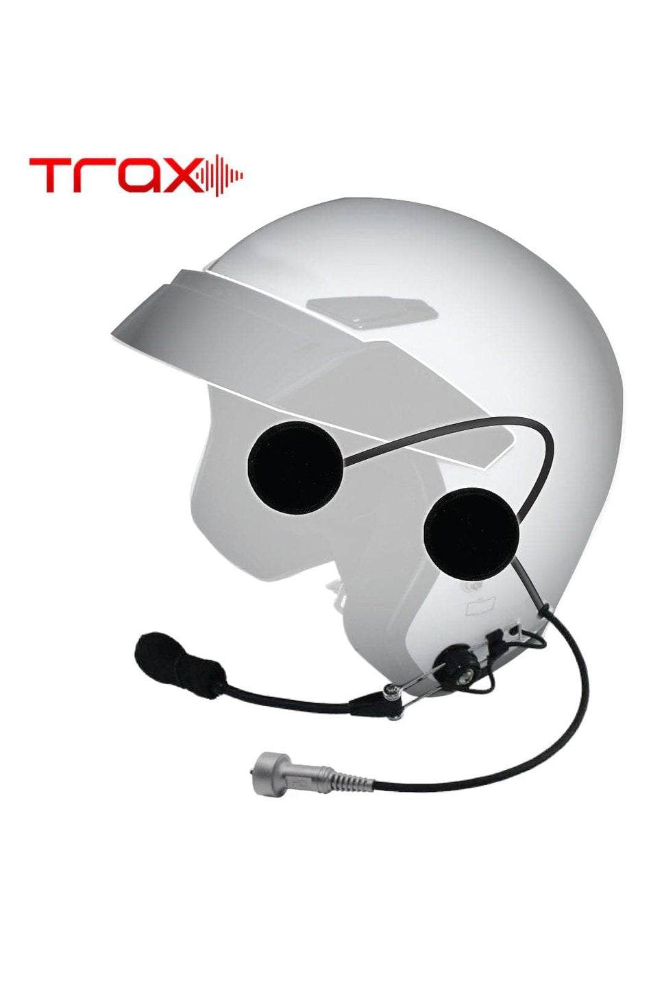 Trax Open Face Helmet Wiring Kit with noise cancelling microphone and HFI speakers for Trax intercom systems.