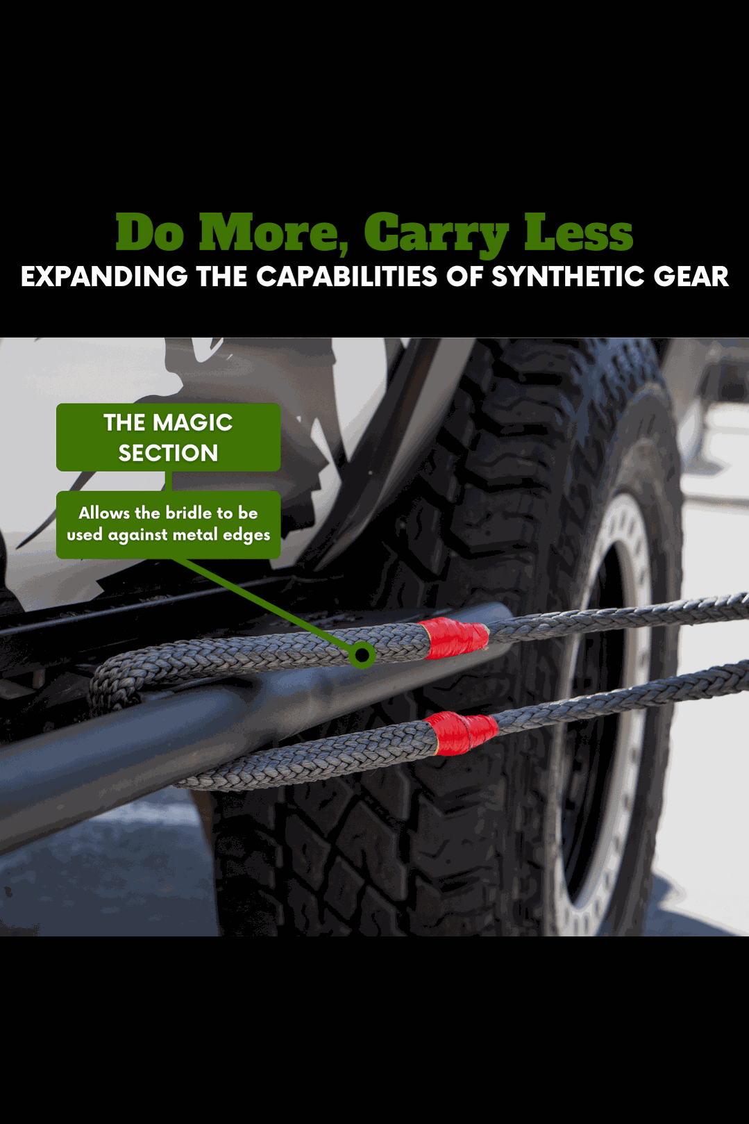 Hero Bridle metal-edge rated recovery bridle used with vehicle off-roading gear.