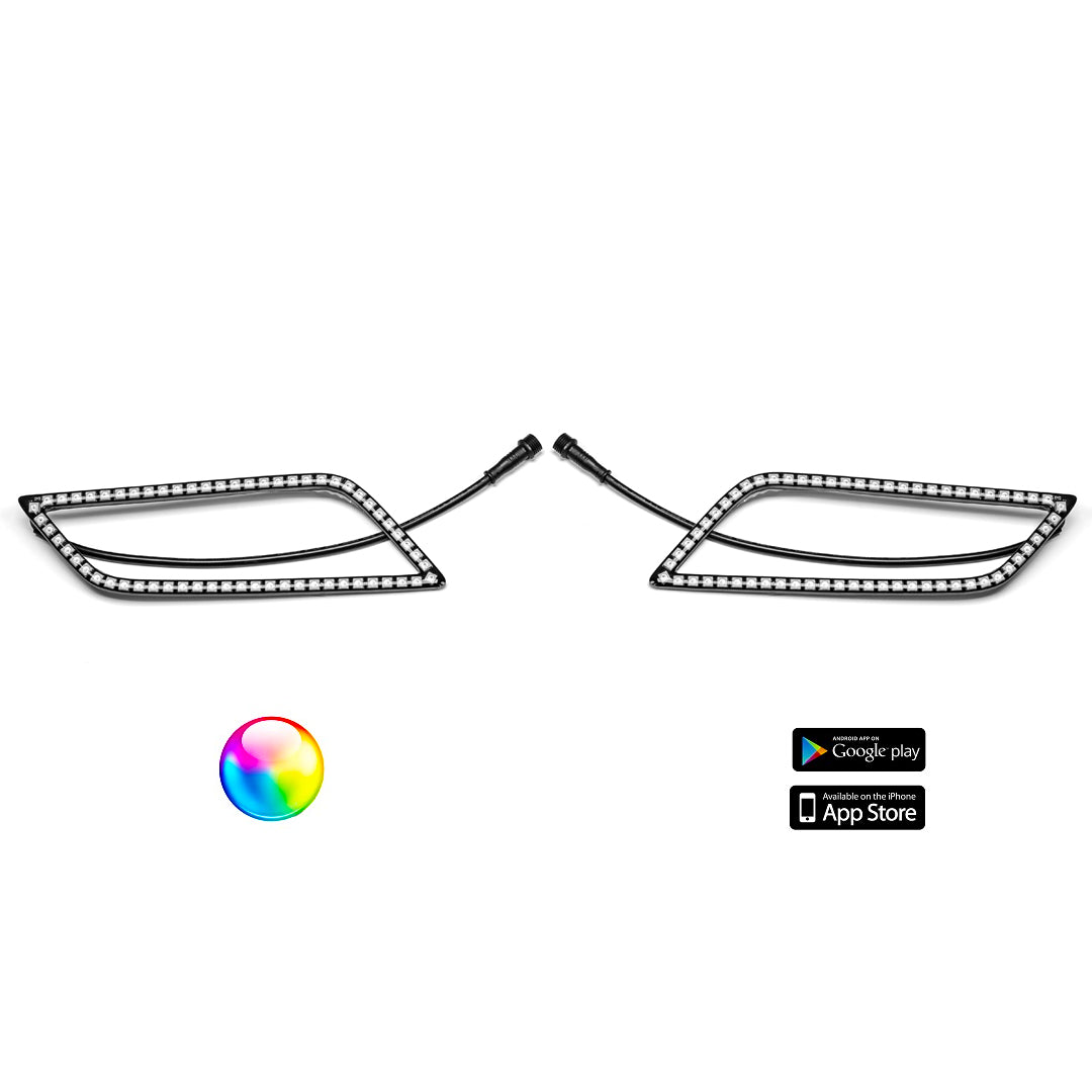 187 Style Talon Halos with control harness on vehicle headlight