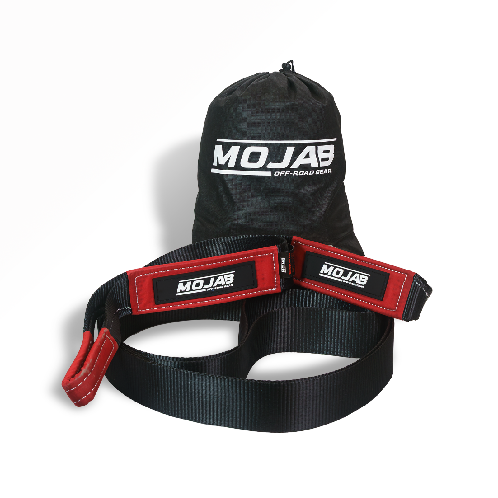 Durable 3 inch by 20 foot nylon tow strap with heavy-duty construction, 35,000 lbs break strength, and convenient storage bag with Velcro straps