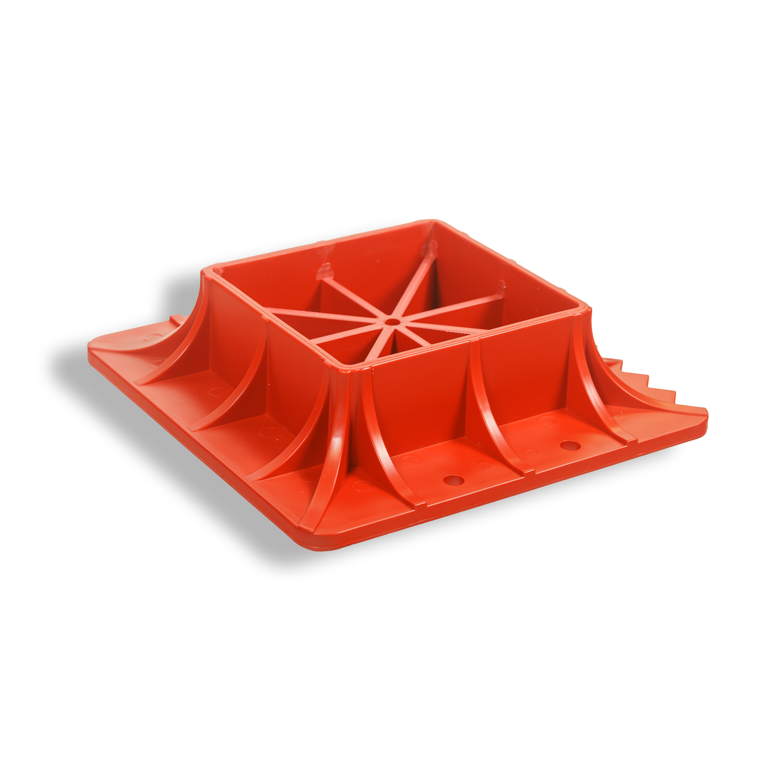 Extended MOJAB Jack Base with non-slip textured surface for stability on soft terrain