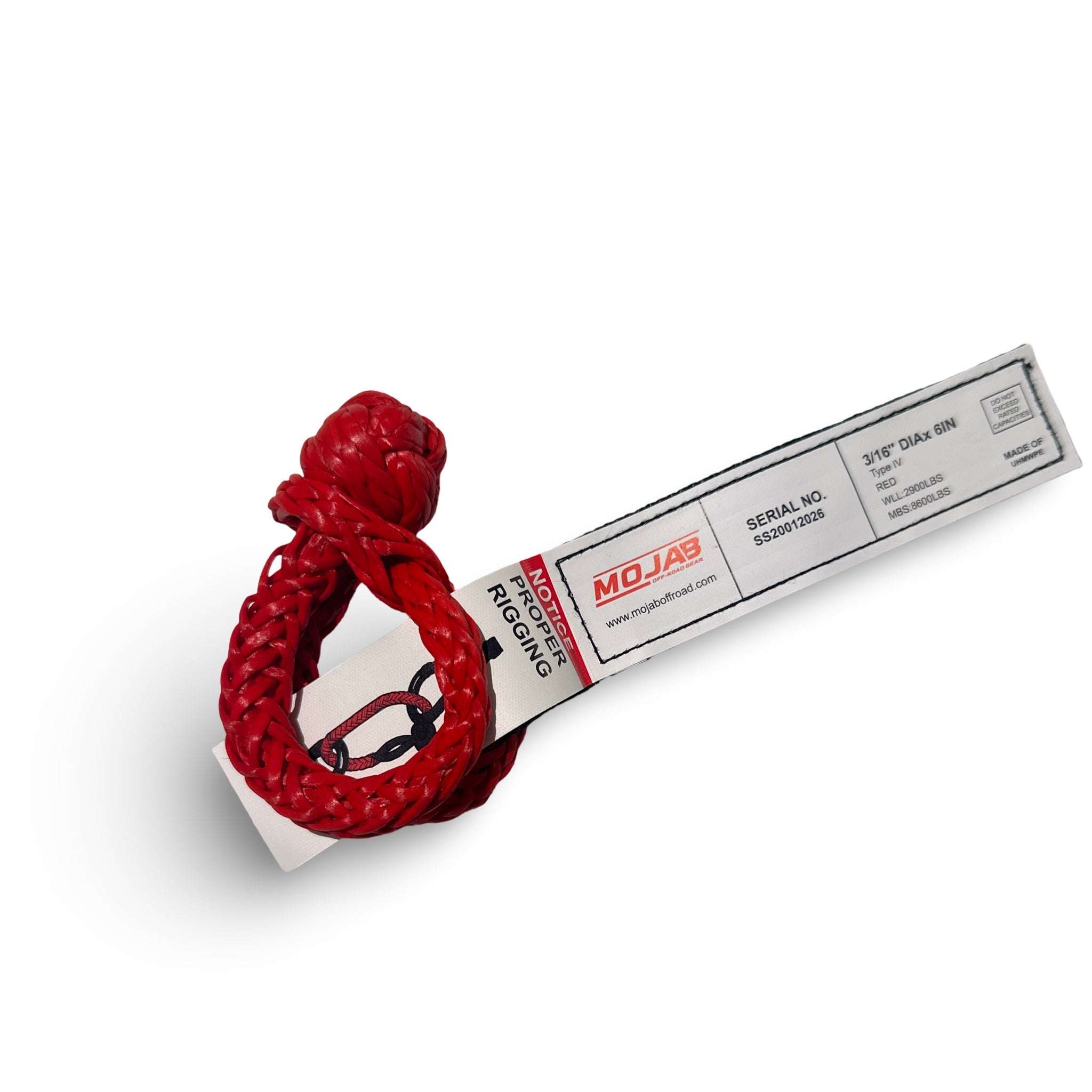 Micro Soft Shackle 3/16'' x 6'' keychain recovery tool with 8,600 lbs MBS and 2,150 lbs WLL, durable and compact for off-road use