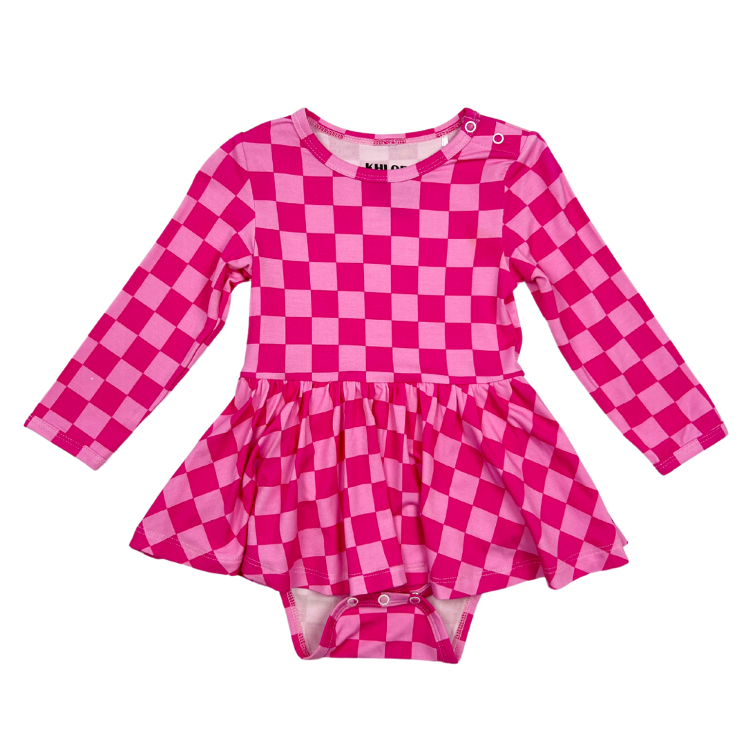 Ruffle Dress Long Sleeve - Soft Bamboo Bodysuit for Babies