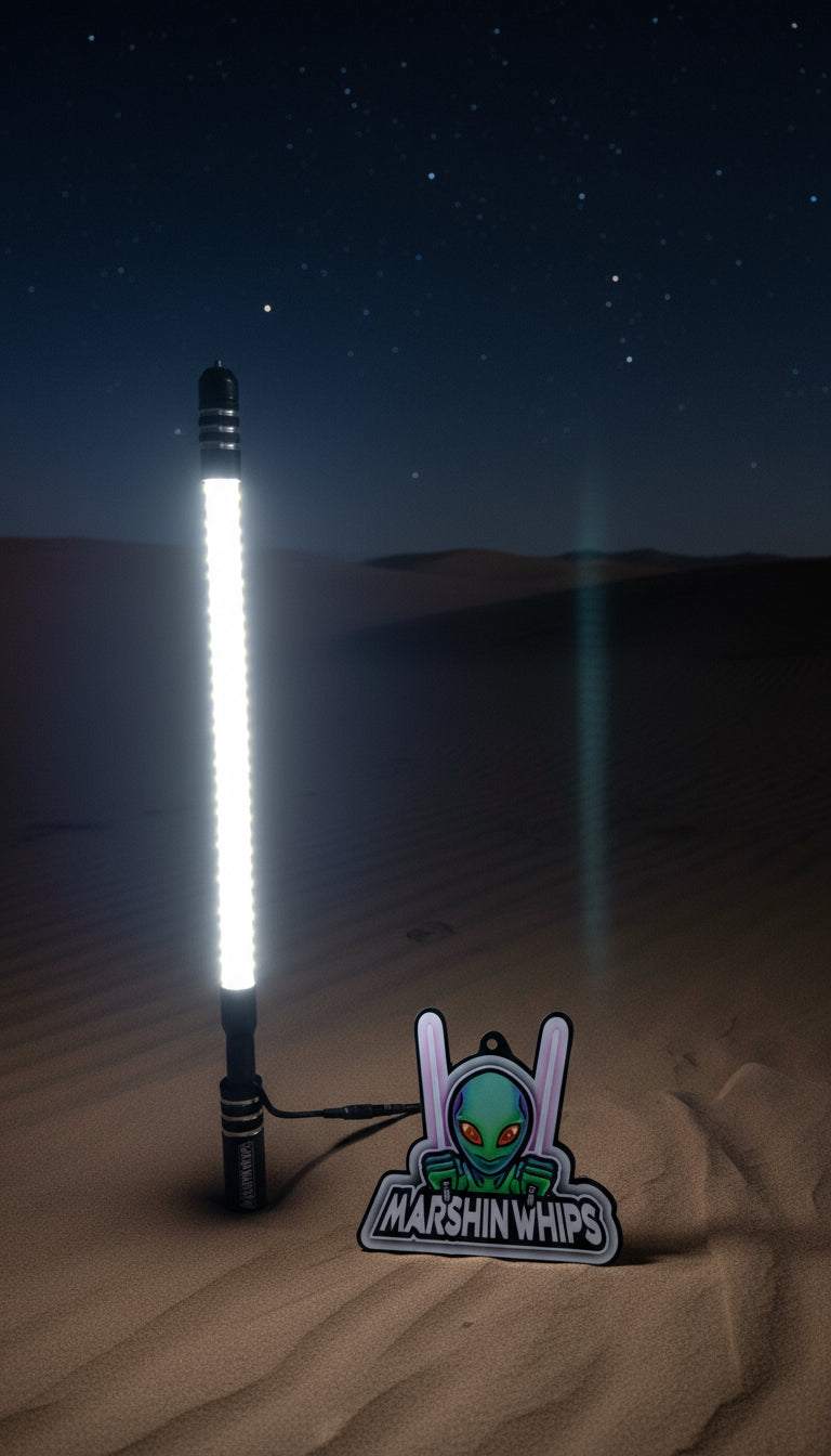 Insta 360 GoPro camera mount whip with LED support on beach sand