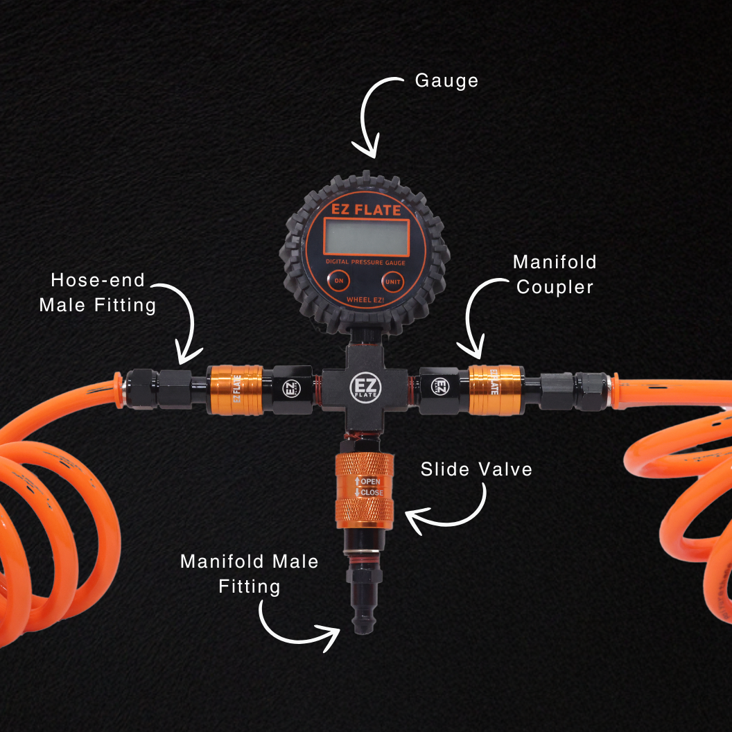 Recoil 4-Way Hose Kit - Easy Tire Inflation & Pressure Control