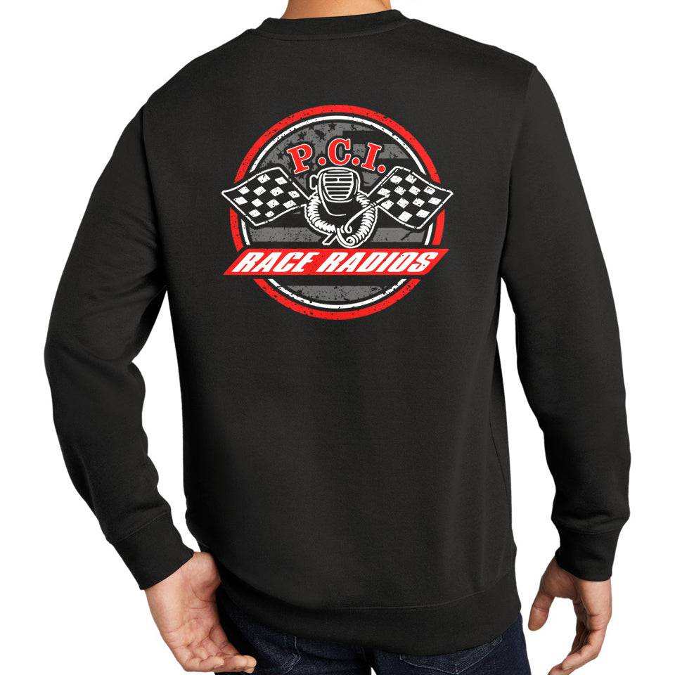 Black PCI Liberty Crew Sweatshirt with ring-spun cotton blend and rib knit collar, cuffs, and hem
