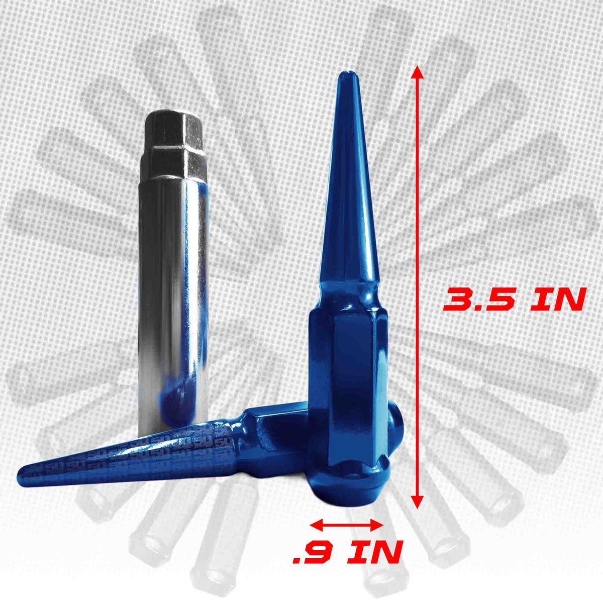 10x1.25mm Extended Spike Lug Nuts - 60 Degree Taper Seat