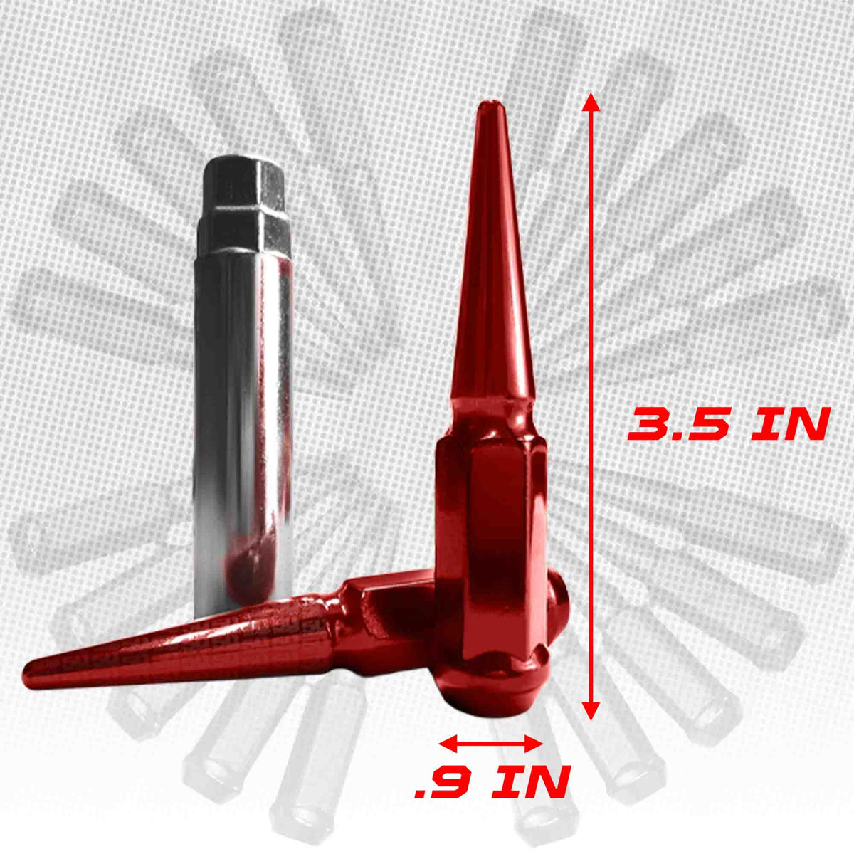 10x1.25mm Extended Spike Lug Nuts - 60 Degree Taper Seat