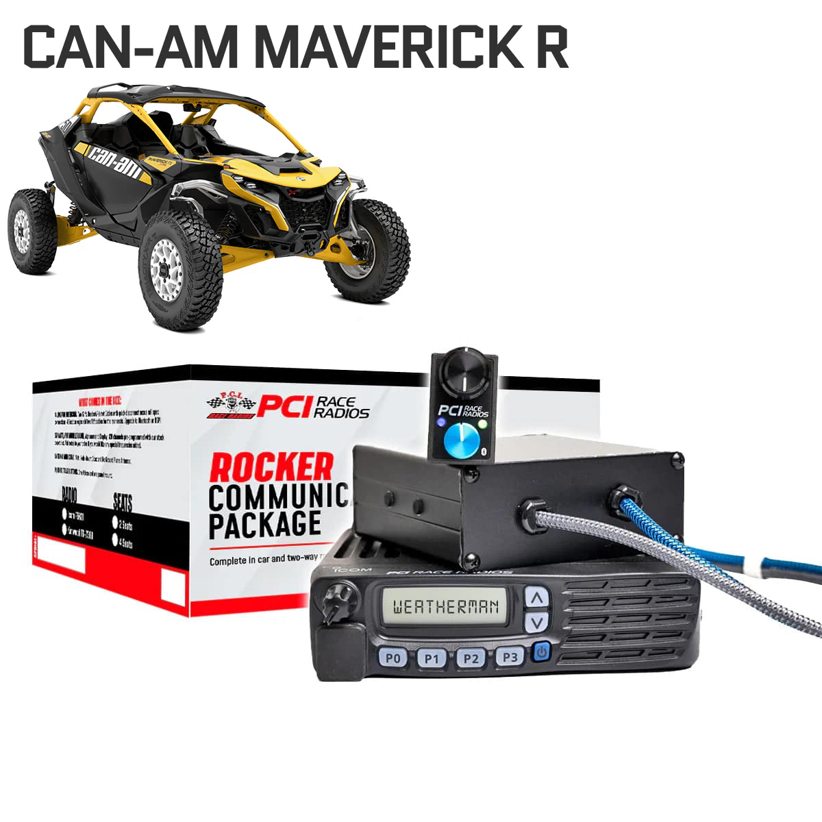 Maverick R PCI Rocker Intercom and mobile radio communications package installed in UTV dash panel