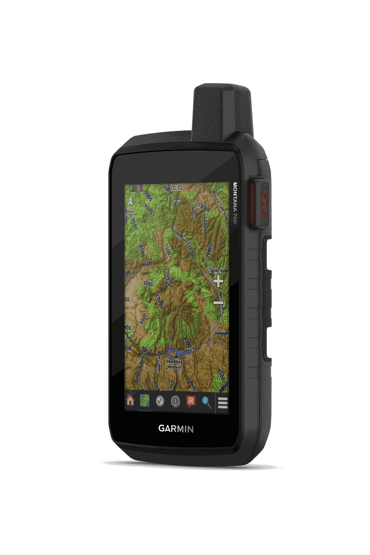 Garmin Montana 700i GPS device with inReach satellite technology and navigation display.