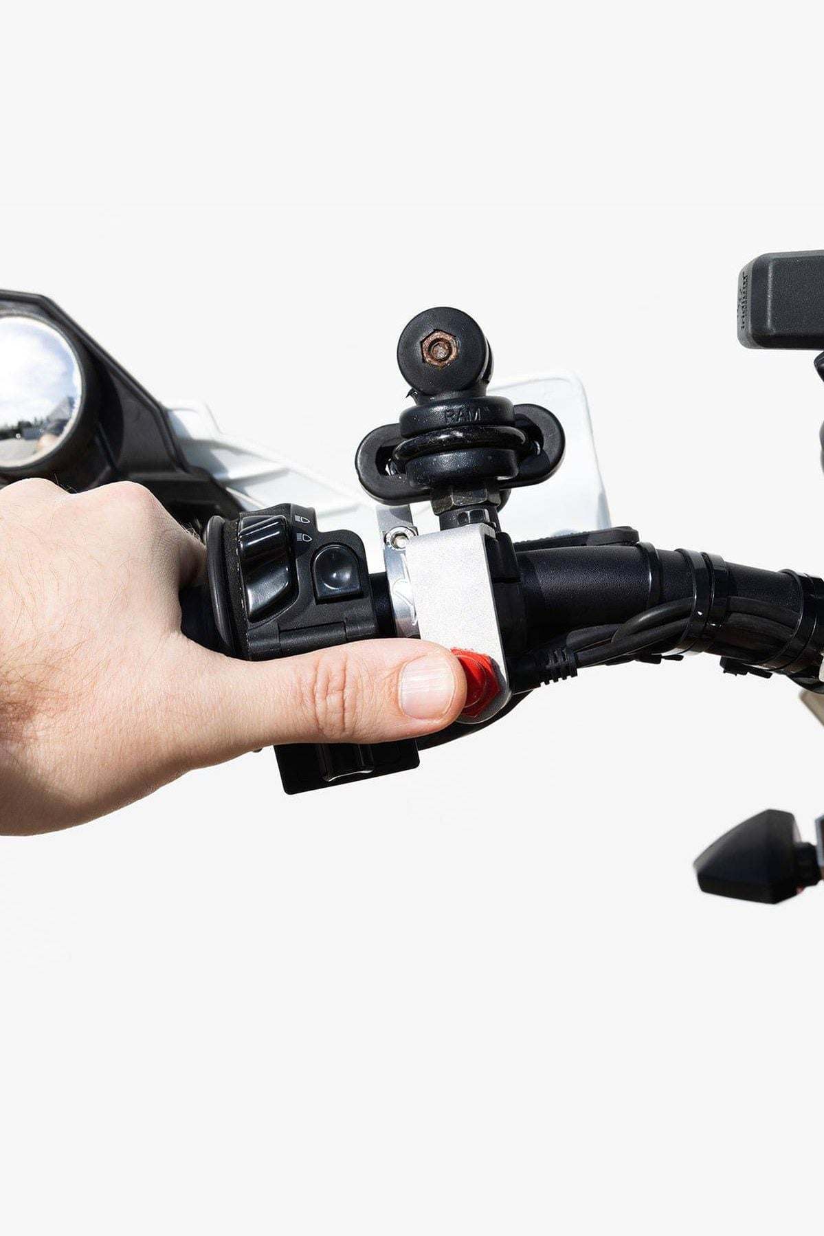 Motorcycle PTT Bolt On Nexus Race Installed - PCI Race Radios