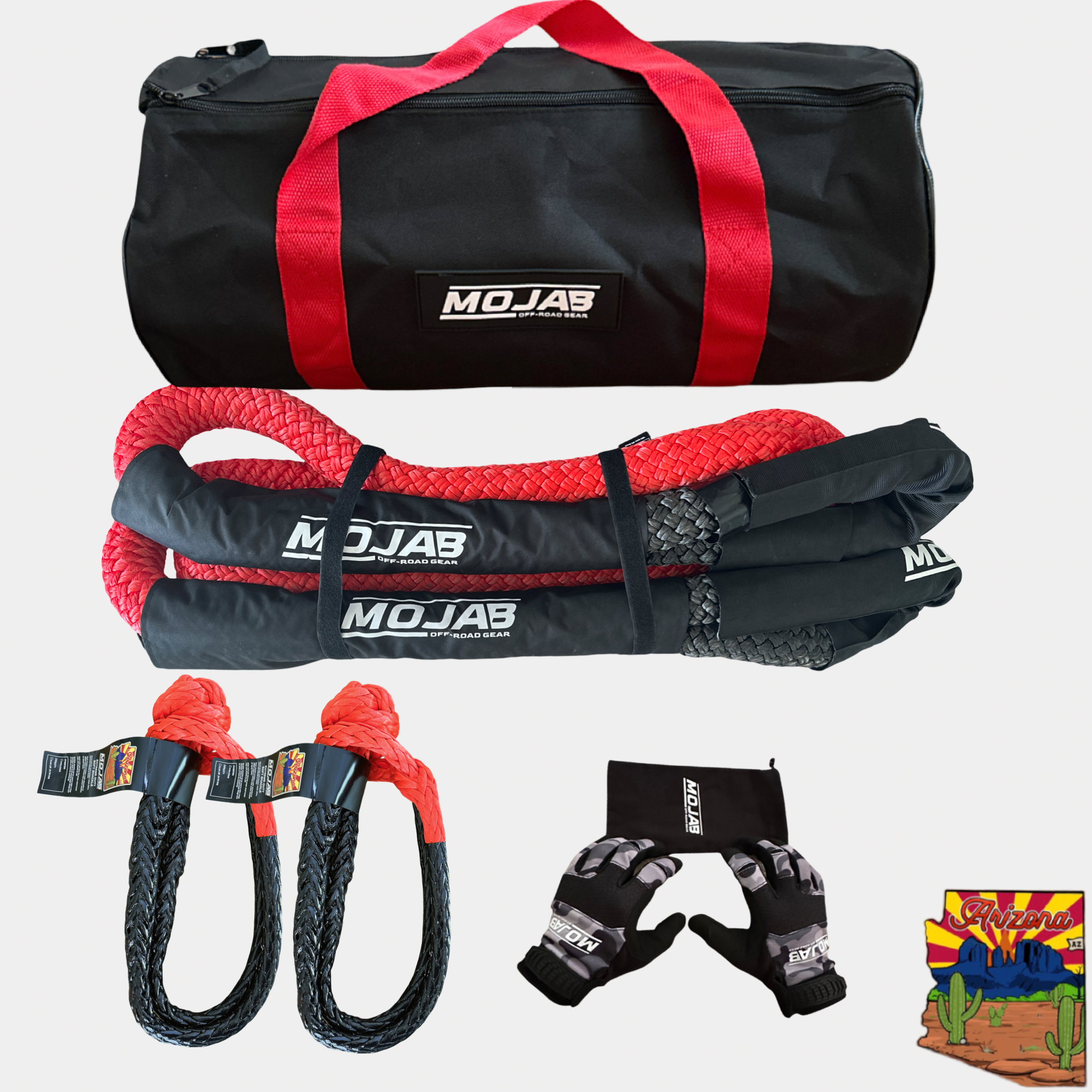 Mammoth Recovery Kit with kinetic rope, soft shackles, gloves, and carrying bag for heavy-duty vehicle recovery