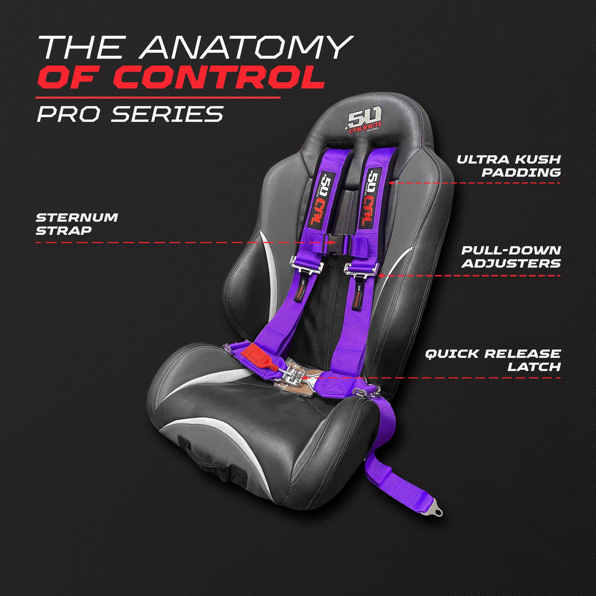2" 4 Point Racing Harness – Pro Series Race Latch | 50 Caliber Racing