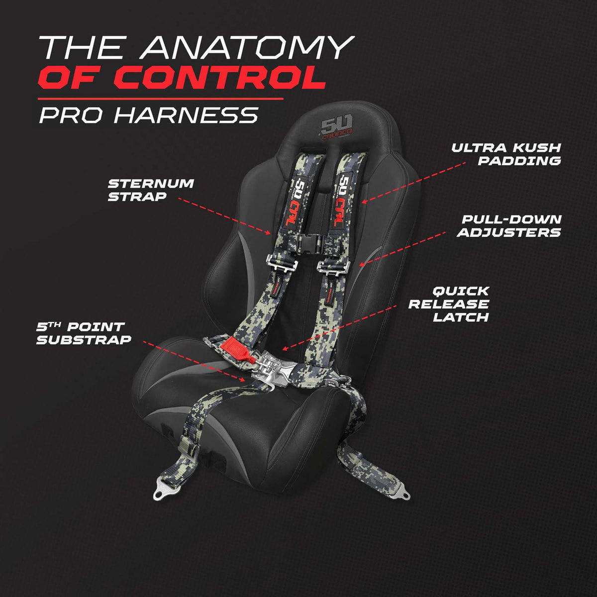 2" 5 Point Racing Harness – Pro Series Race Latch | 50 Caliber Racing