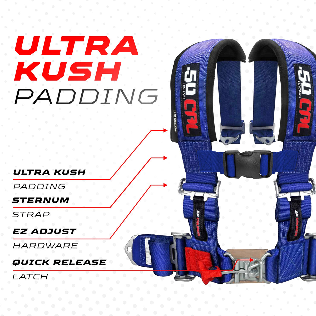2" 4 Point Racing Harness – Pro Series Race Latch | 50 Caliber Racing