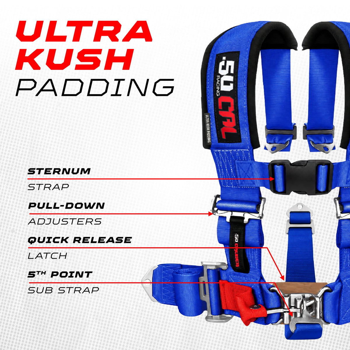 2" 5 Point Racing Harness – Pro Series Race Latch | 50 Caliber Racing