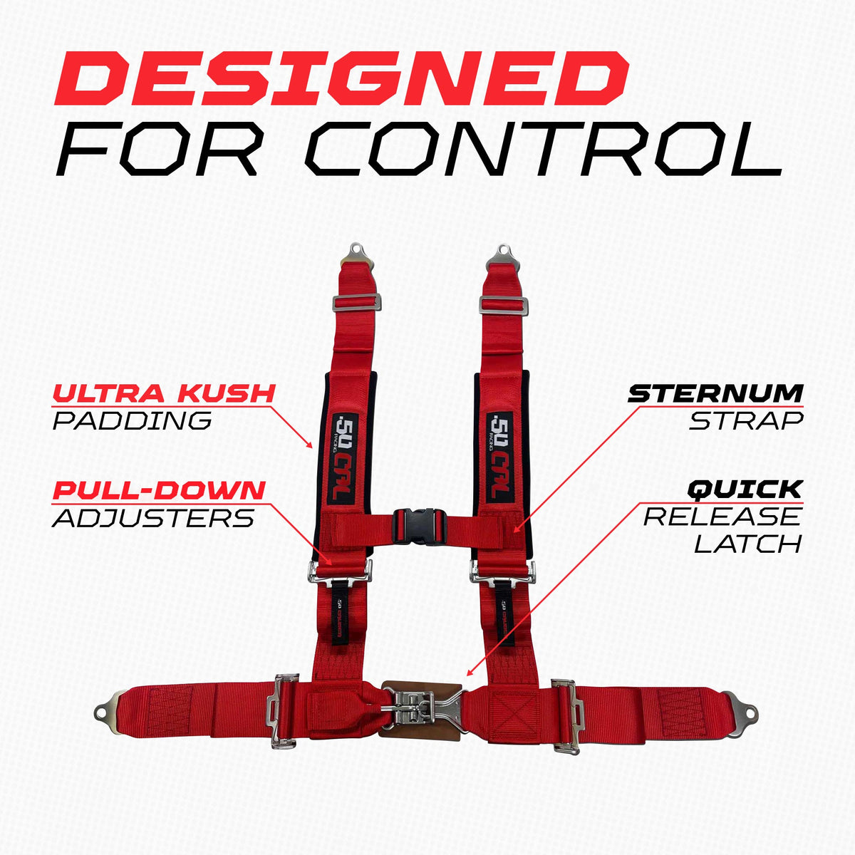 2" 4 Point Racing Harness – Pro Series Race Latch | 50 Caliber Racing