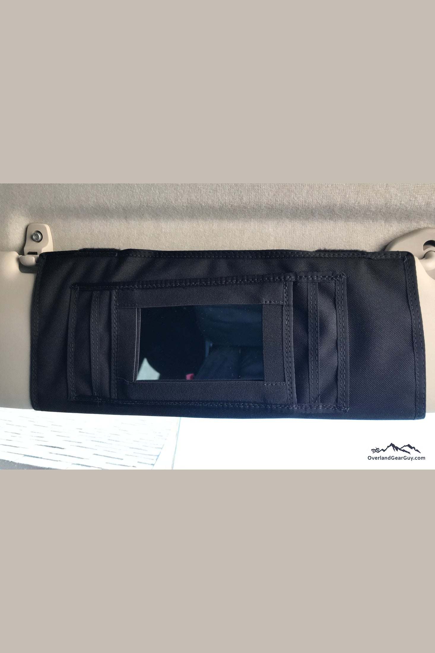 ProMaster Van Sun Visor Organizer with rear mirror and MOLLE webbing pockets