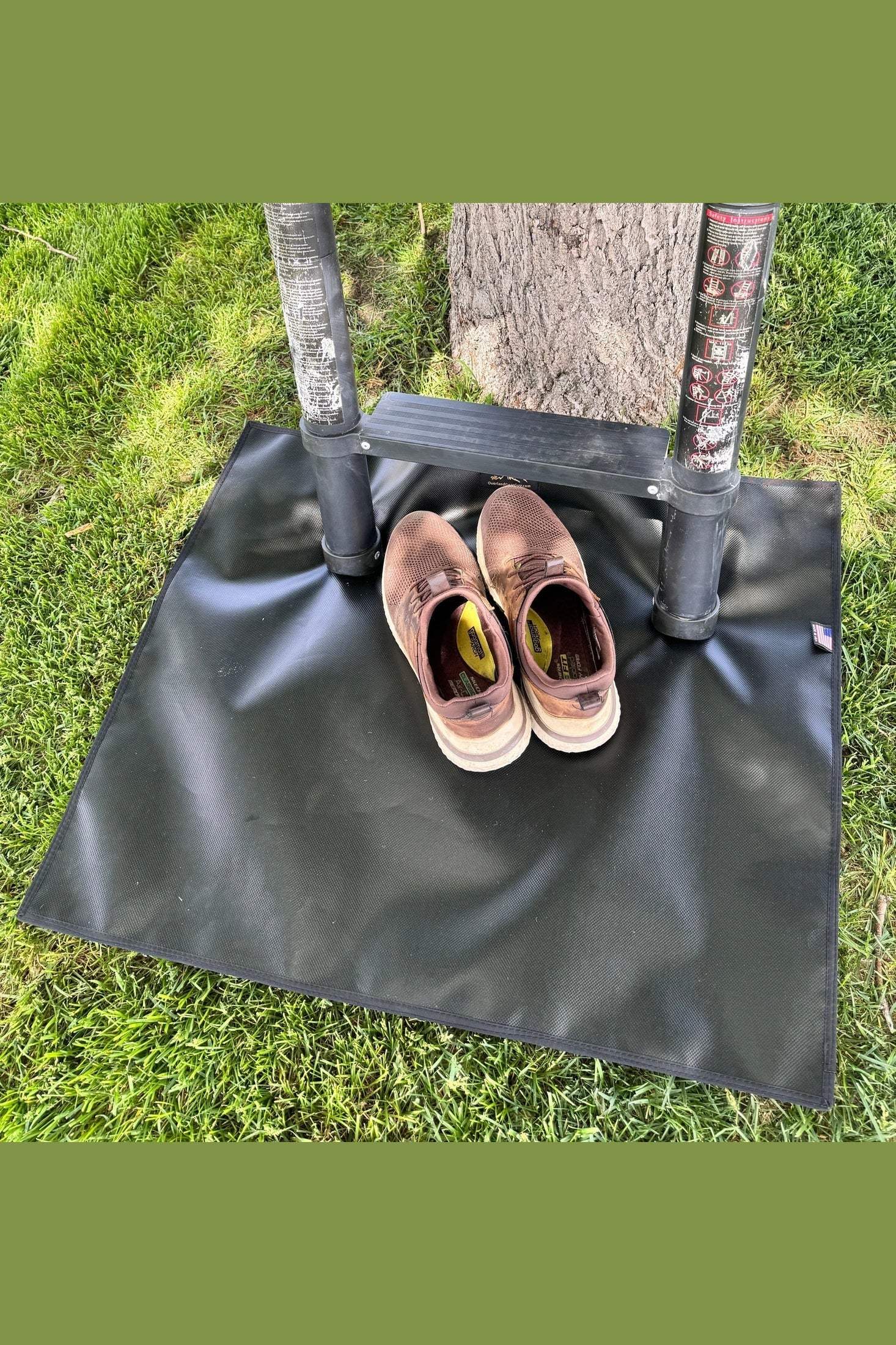 Roof Top Tent Ladder Base Pad vinyl mat protecting ladder and camping area outdoors