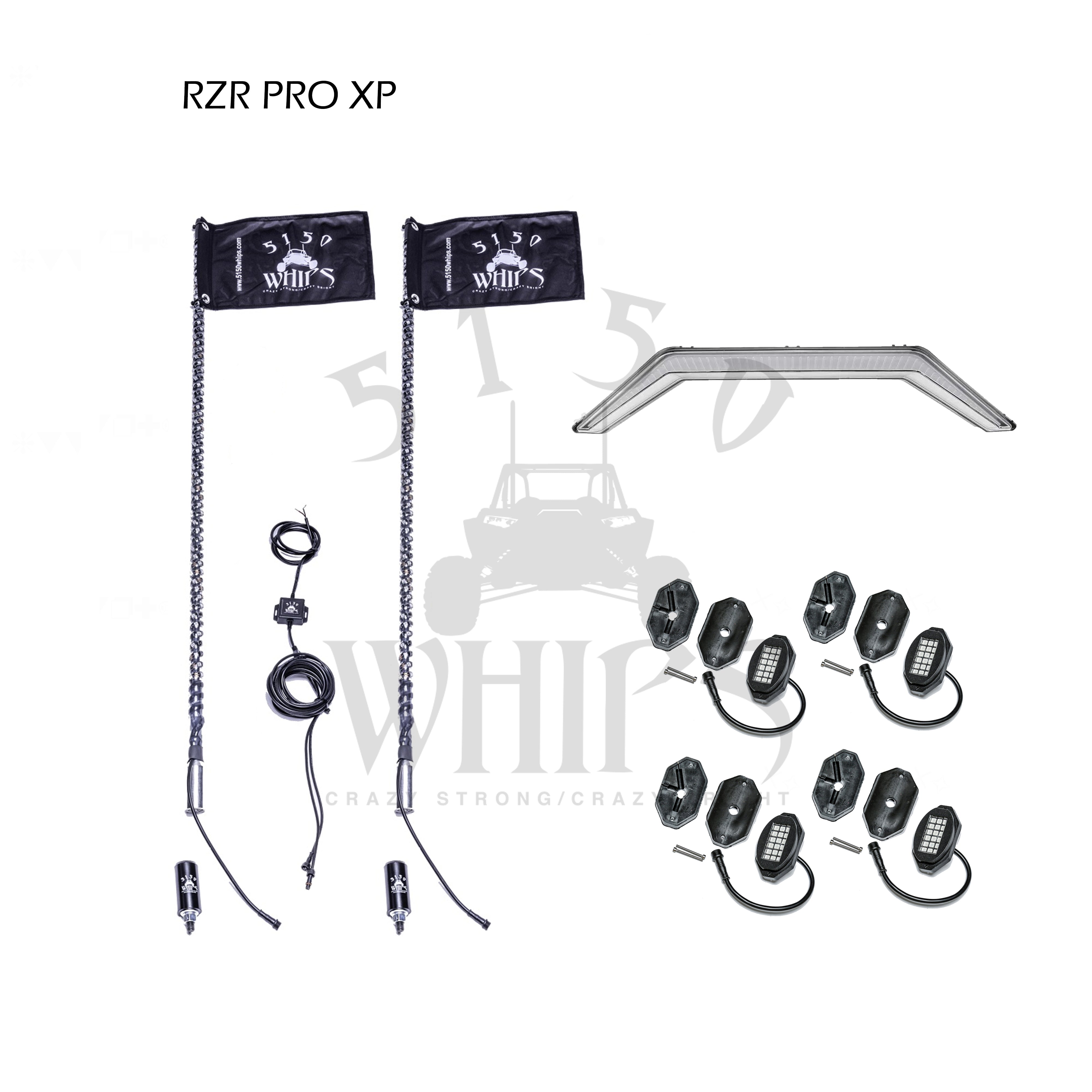 5150 187 Lighting Kit for RZR Pro XP with magnetic quick release LED whips and rock lights