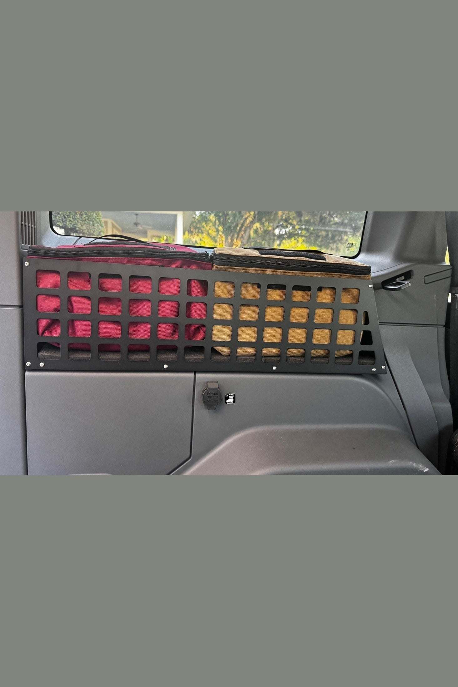 Rear Loadspace MOLLE storage bin bags set installed in vehicle for organized cargo space