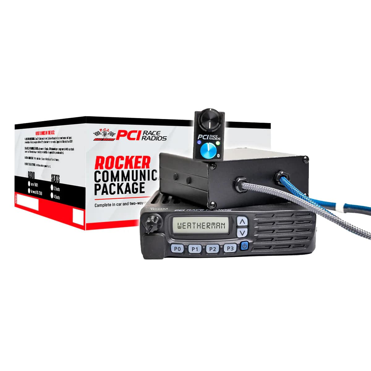 Rocker Communications Package installed in rocker switch panel for vehicle intercom and mobile radio communication system