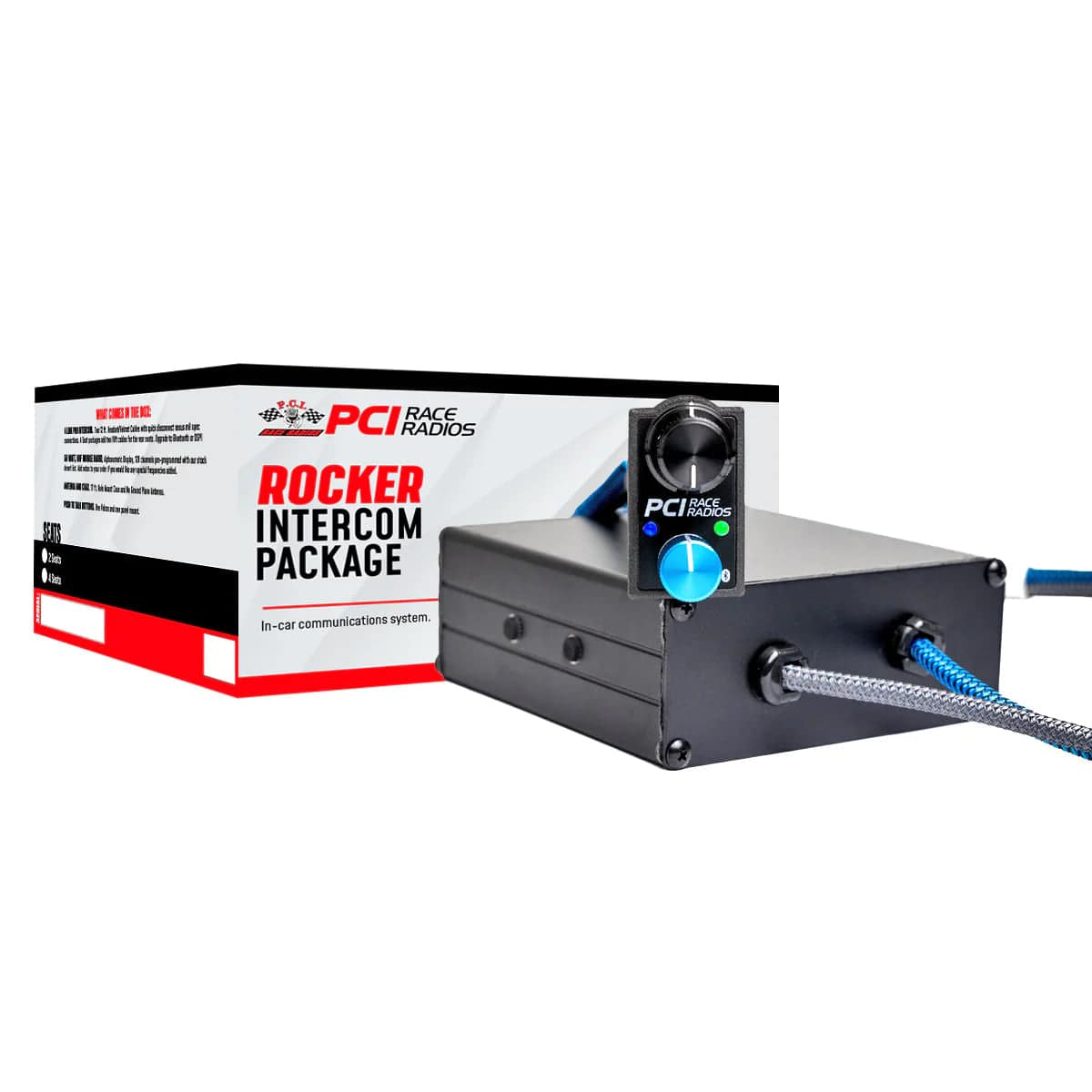 Rocker Intercom Package installed in vehicle rocker switch panel with Bluetooth and headset options