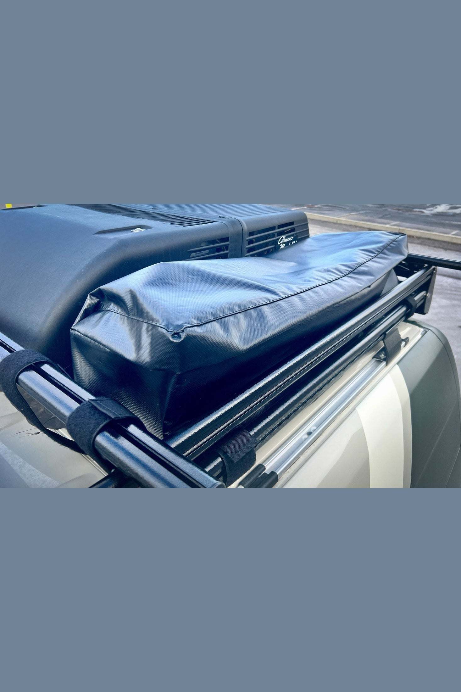Weather resistant roof top storage bag for Jayco vans, durable and spacious.