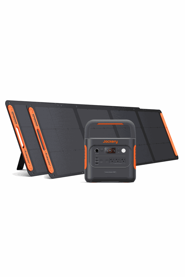 Solar Generator 2000 v2 with panels, 2042Wh capacity, 2200W output.