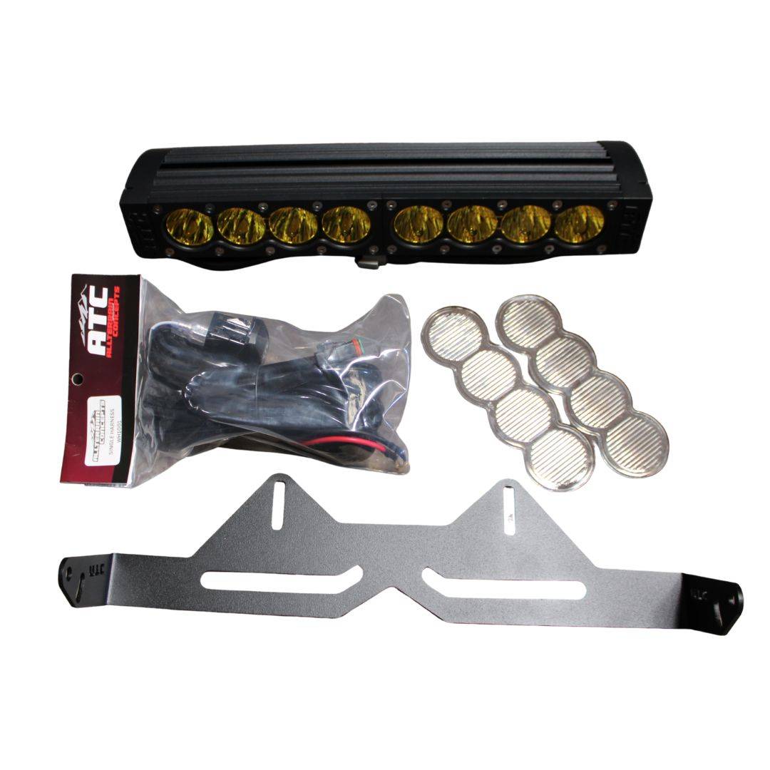 X 3 Shock Package with ATC 15" COMP 4 LED light bar, shock mount bracket, and single harness for Can-Am X3