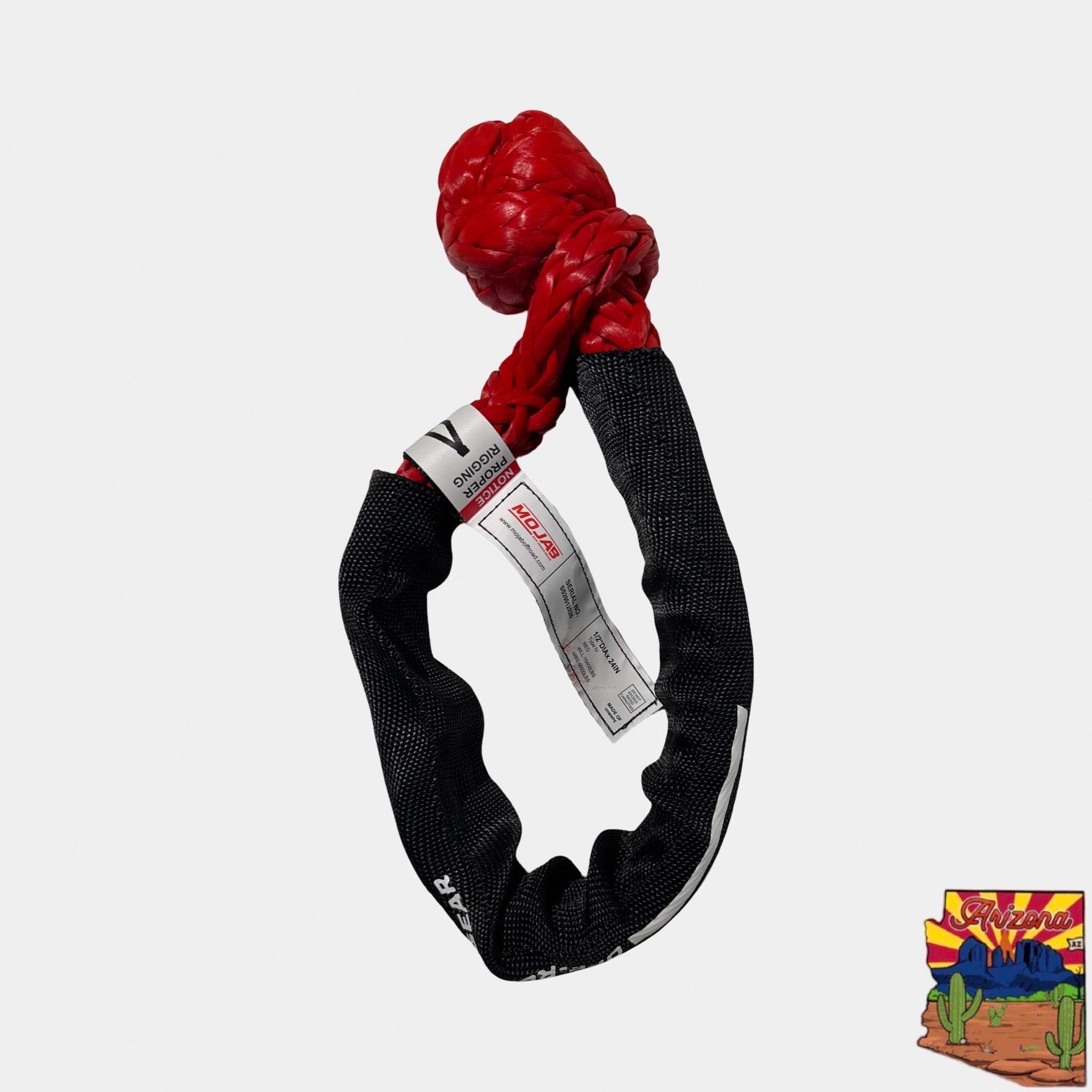 Soft shackle 1/2'' x 22'' with protective sleeve, bag, and 48,400 lbs break strength for off-road recovery